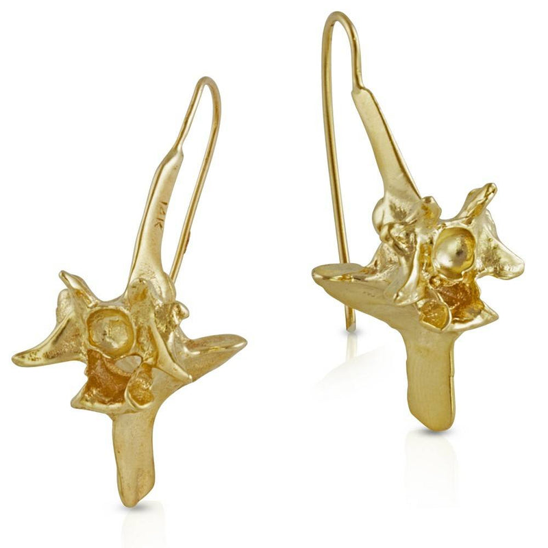 14k gold rattlesnake vertebrae large earrings