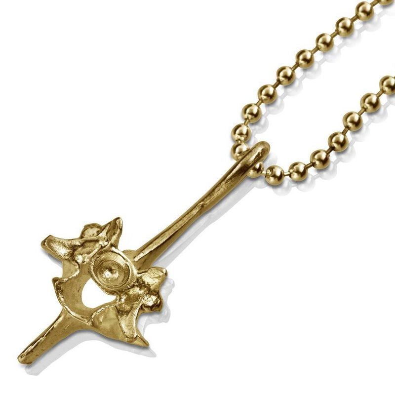 14k gold rattlesnake vertebrae small pendant on gold bead chain