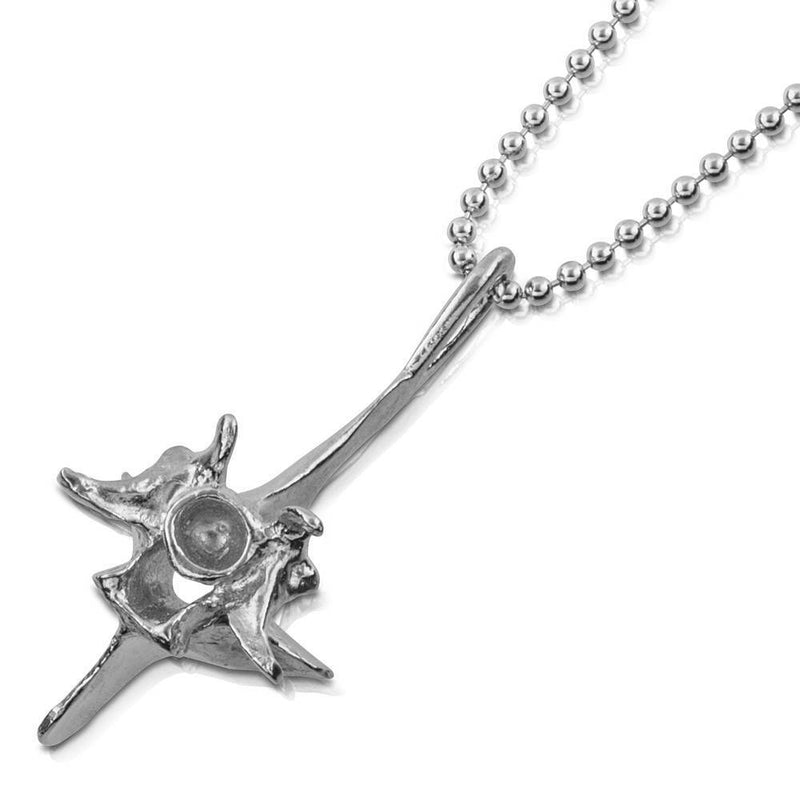 sterling silver rattlesnake vertebrae large pendant on silver bead chain