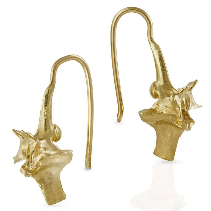 14k gold rattlesnake vertebrae small earrings side view