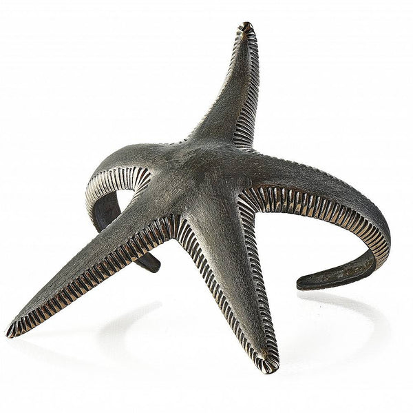 starfish cuff alpaca oxidized cuff side view gogo jewelry