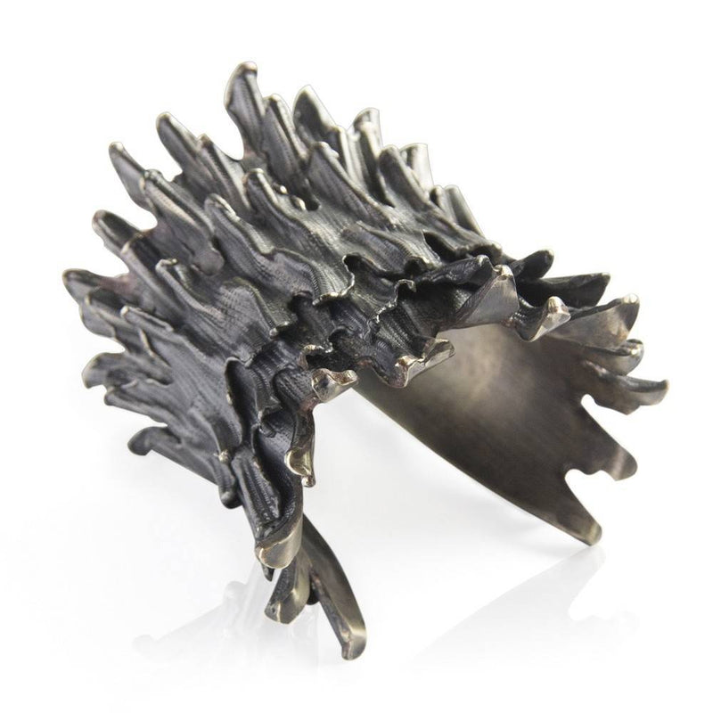 spiny murex conch cuff double alpaca oxidized gogo jewelry