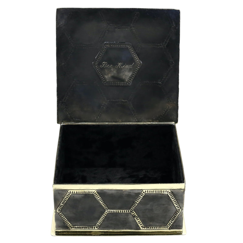 Inside of Bee Keepsake Box Full View with velvet lining Gogo Jewelry